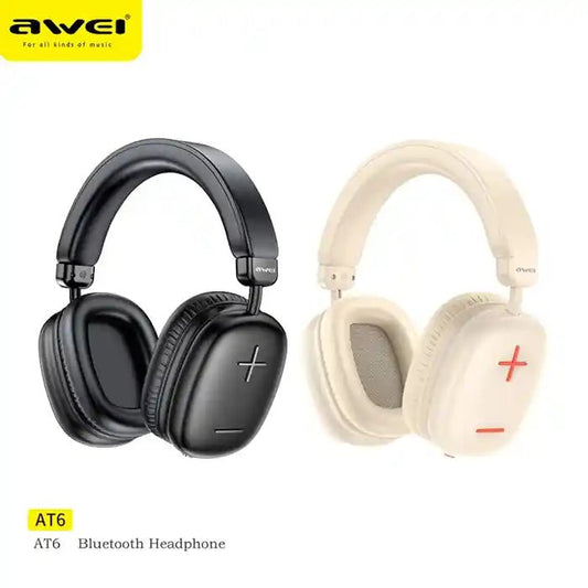 Awei AT6 Wireless Bluetooth Headphones - Black - WORLD OF ABDUL